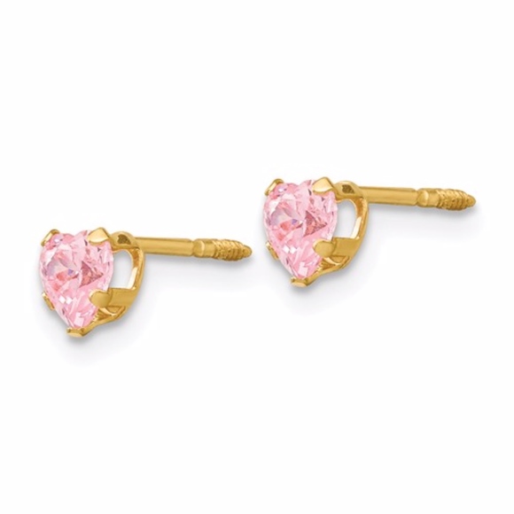 14k Pink Heart Earrings